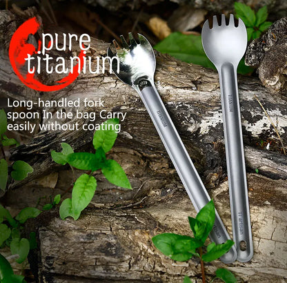 Tiartisan Titanium Long Handle Spork Spoon Cutlery Ultralight Tableware Outdoors Portable Dinnerware Camping Equipment