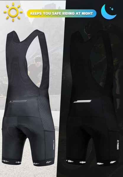 X-TIGER Men's Cycling Bike Bib Short with Phone Pockets 5D Padded Shockproof Breathable Quick-Dry Biking Bicycle Bib Tights