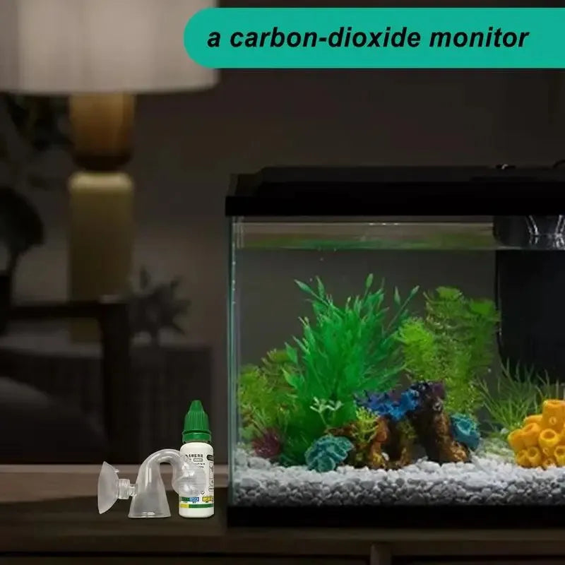 Aquarium CO2 Indicator DIY Fish Tank Glass Liquid Tester Monitor Plants Grass CO2 System Solution Drop Checker Kit 15ml