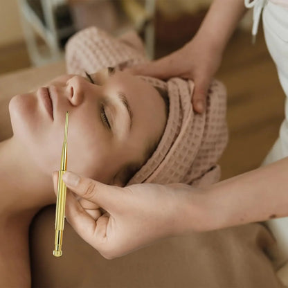 Facial Reflexology Massage Tool Retractable Acupuncture Pen Double Headed Spring Ear Care Tool Point Probe Pen Massager for Face