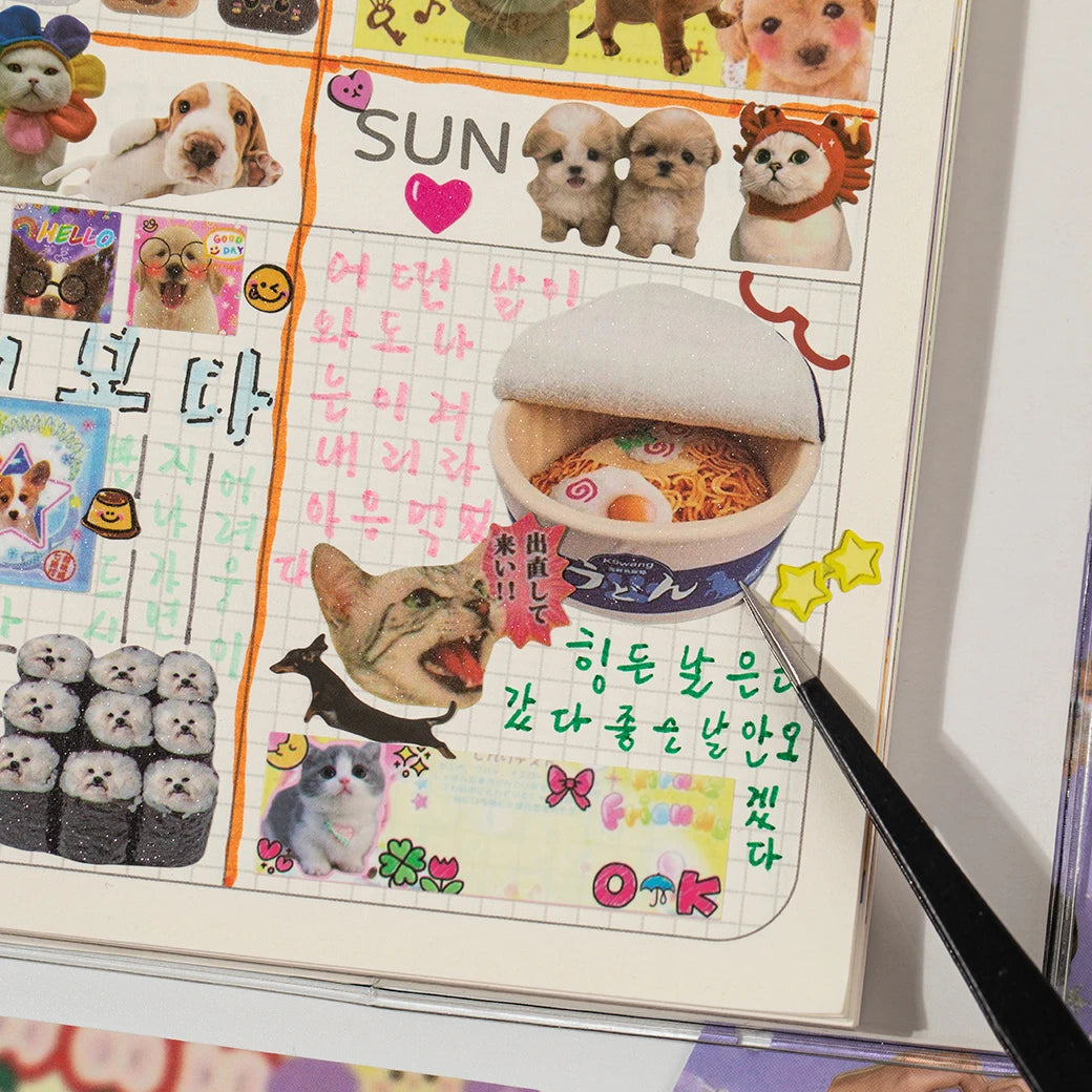 30Pcs/Book Cute Pet Battle Cut-Out Coil Sticker Book DIY Handbook Calendar Greeting Cards Diary Notebook Album Material Stickers