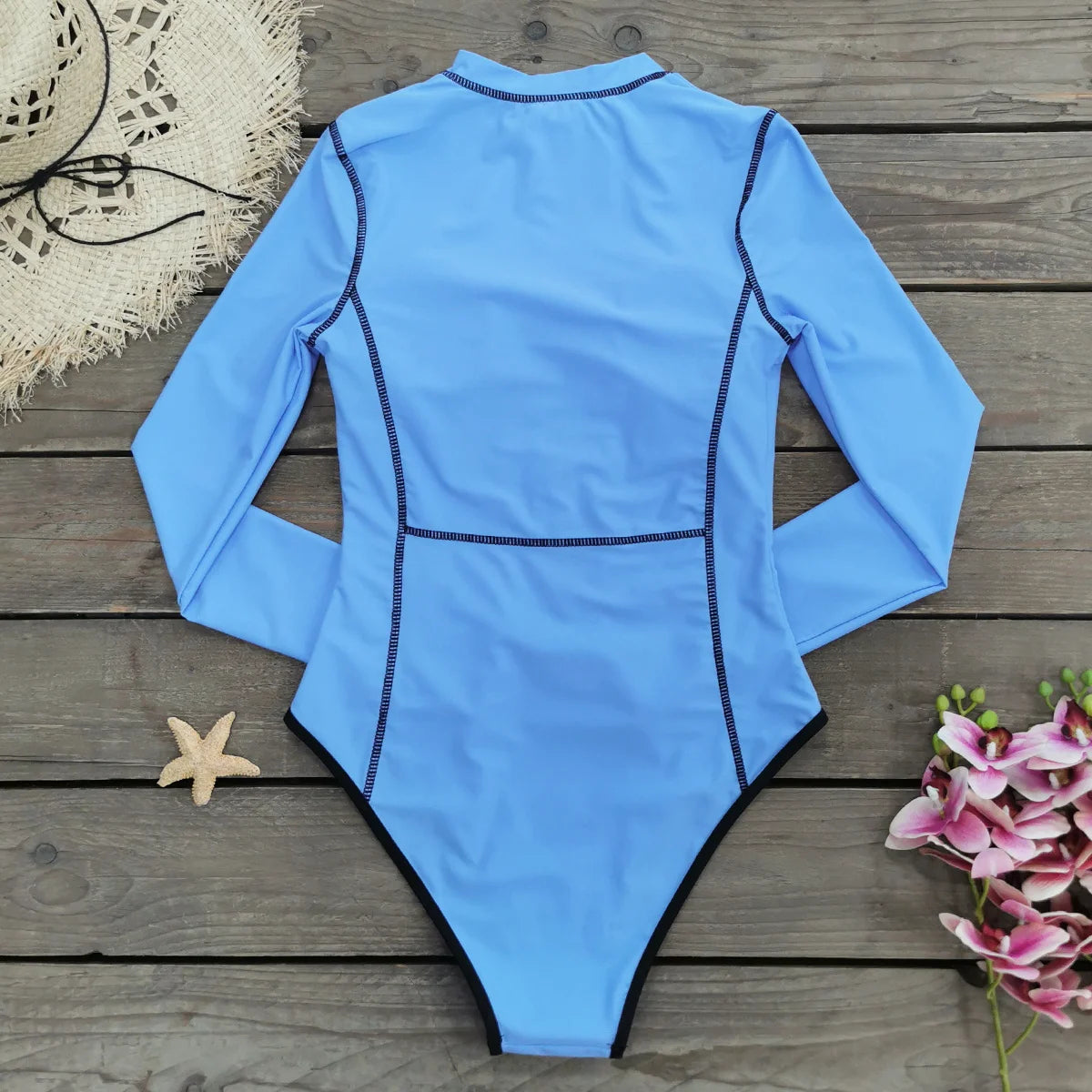 2025 New Swimwear Women Print Floral One Piece Swimsuit Long Sleeve Bathing Suit Swimsuit Vintage Beachwear Surfing Swim Suit