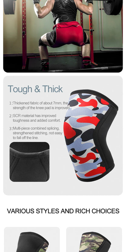 AOLIKES 1 Pair 7mm Neoprene Sports Kneepads Compression Weightlifting Pressured Crossfit Training Knee Pads Support Women Men