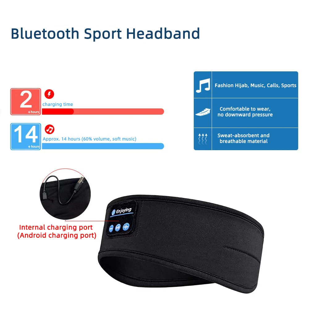 HOMEFISH BT Earphones Sports Sleeping Headband Elastic Wireless Headphones Music Eye Mask Wireless Bluetooth Headset Headband