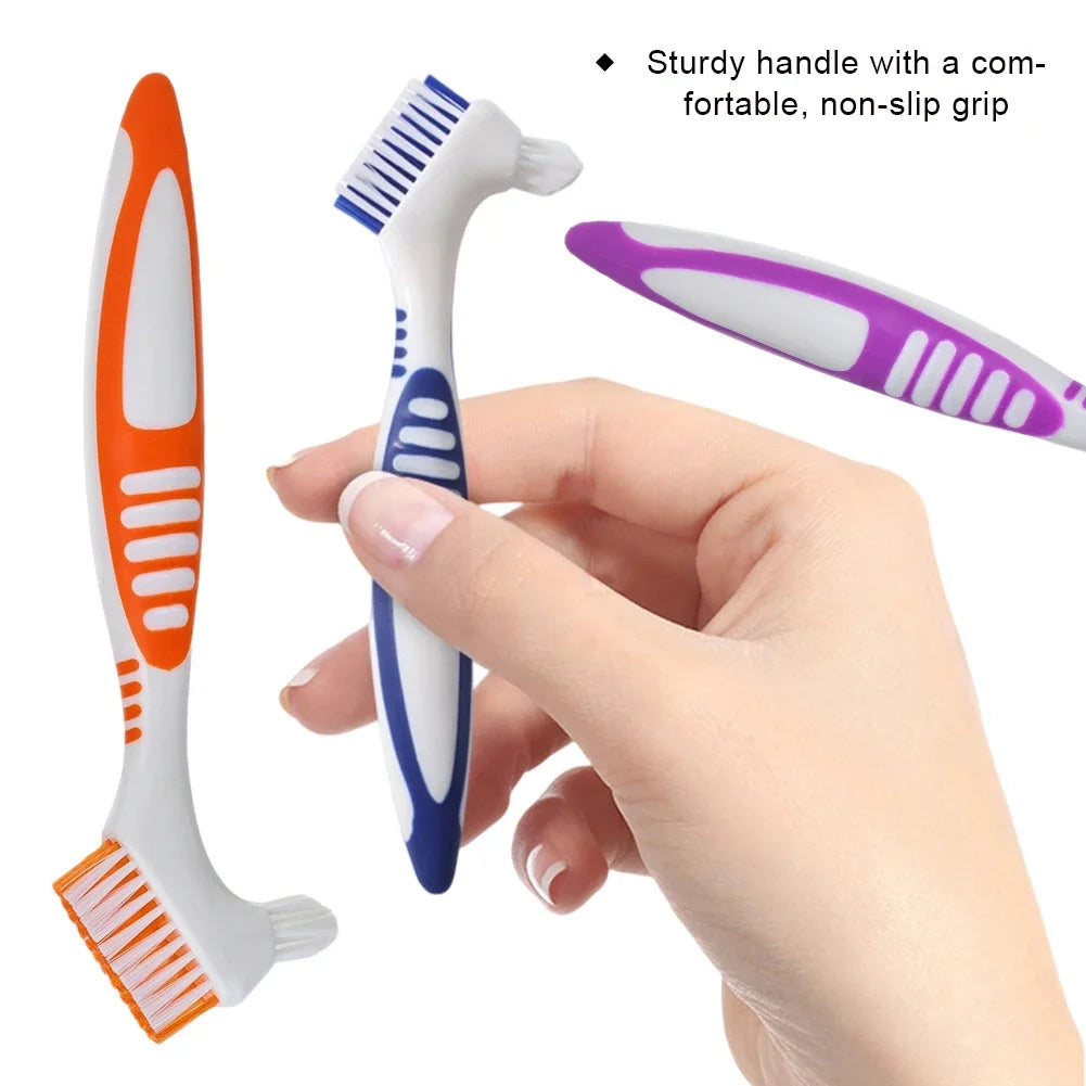 Daily Cleaning of Dentures with Dual Head Toothbrush Braces Orthodontic Retainer Brush Oral Cleaning Brush Oral Cavity Care Tool