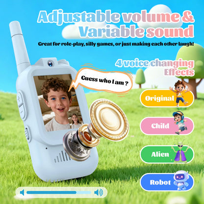 2 Pack Kids Walkie Talkies with Video, Rechargeable, Portable Play Toy, Gift for Camping Travel, Boys Girls 3-12