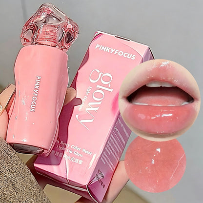 Pinkyfocus Glossy Mirror Lip Gloss Hydrating Juicy Nude Lip Tint Long Lasting Daily Natural Makeup for Spring Summer