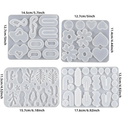 DIY Earrings Epoxy Resin Mold Set Geometric Pendants Necklaces Jewelry Making Silicone Craft Molds With Hooks Art Supplies