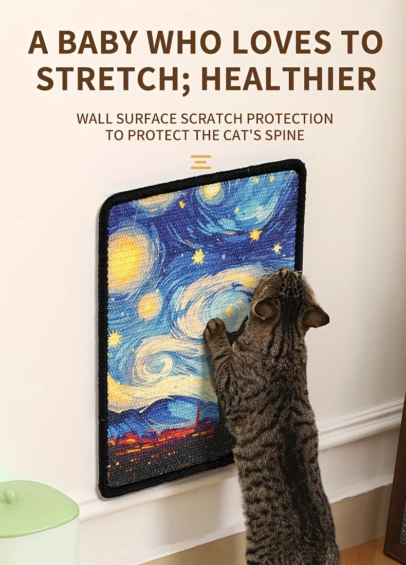 Wall-Mounted Cat Scratching Pad & Mat - Reinforced Sisal Surface for Claw Health, Space-Saving Design with Soft Ledge