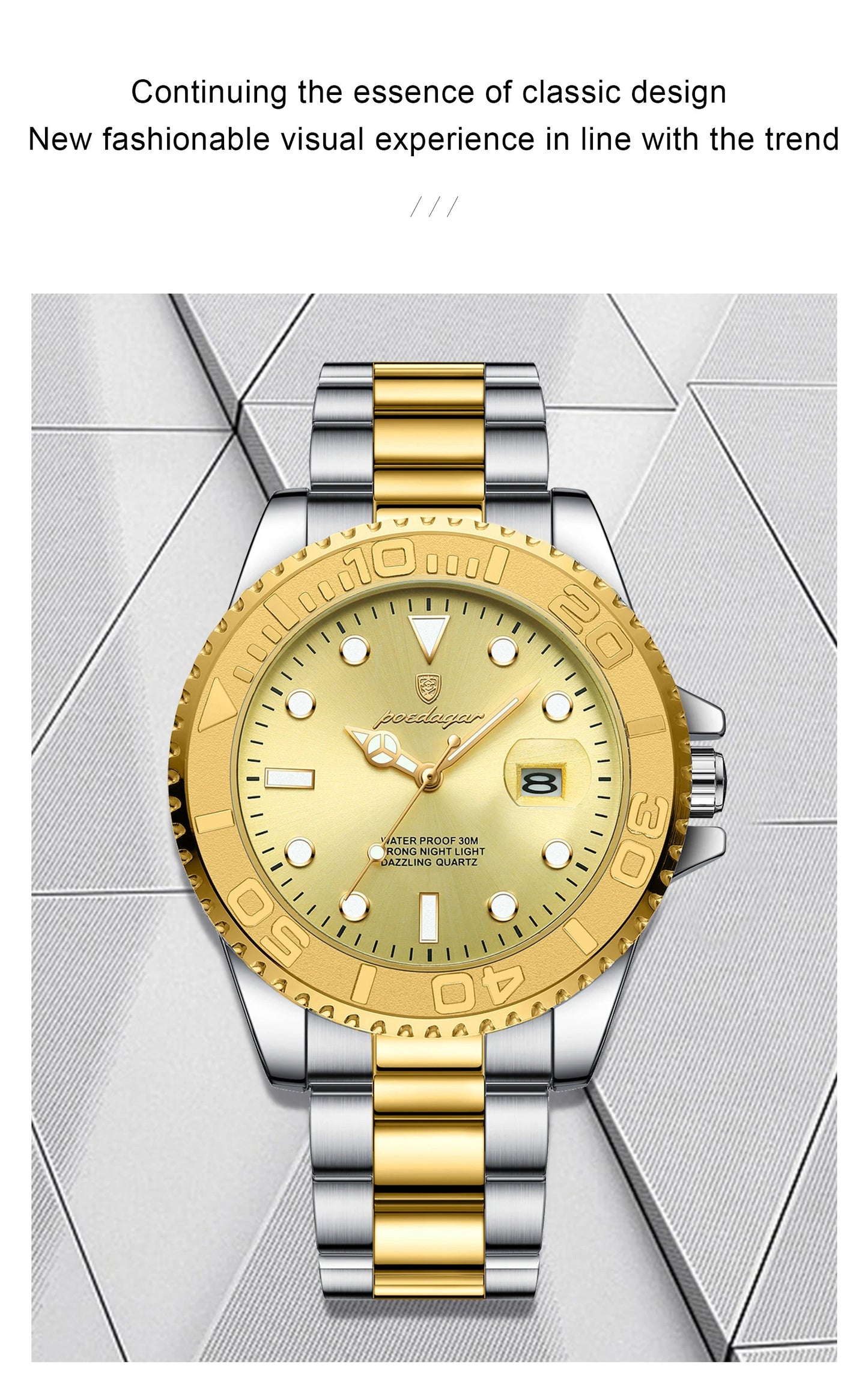 POEDAGAR Original Luxury Man Wristwatch Waterproof Luminous Date Men Watch Stainless Steel Fashion Business Men's Quartz Watches