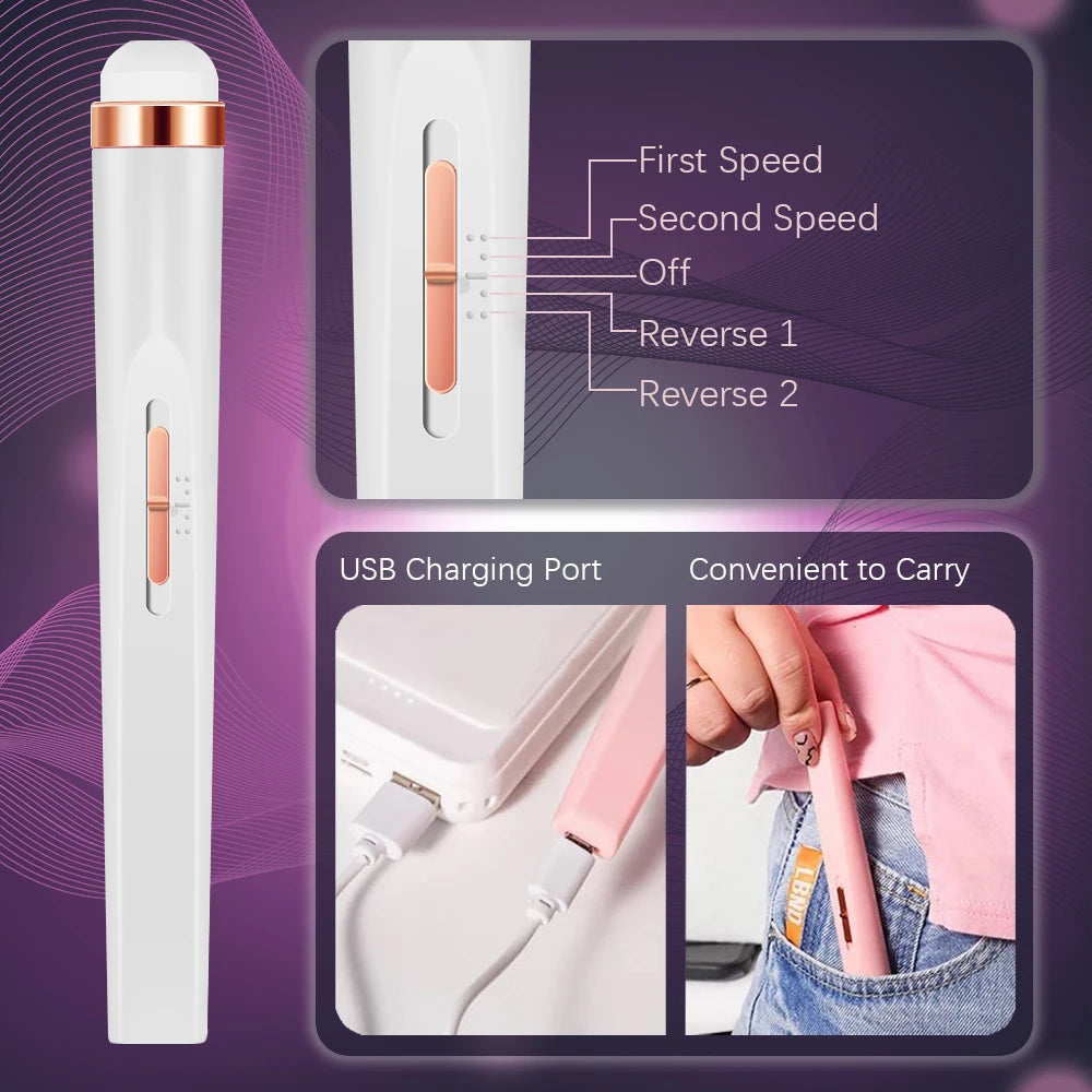 YIKOOLIN 5 in 1 Electric Nail Polish Drill Machine USB Charge Portable Manicure Set  Exfoliation and Polishing for Nail Salon