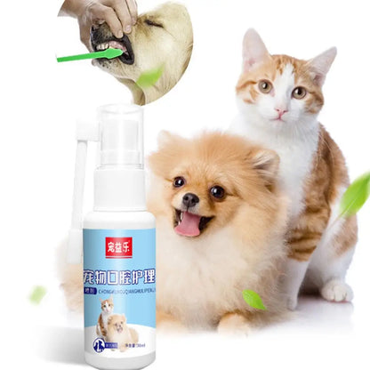 Pet Oral Spray Clean Teeth Deodorize Remove Bad Breath Pets Cleaning From Periodontal Pet Tartar Care Supplies O8T7