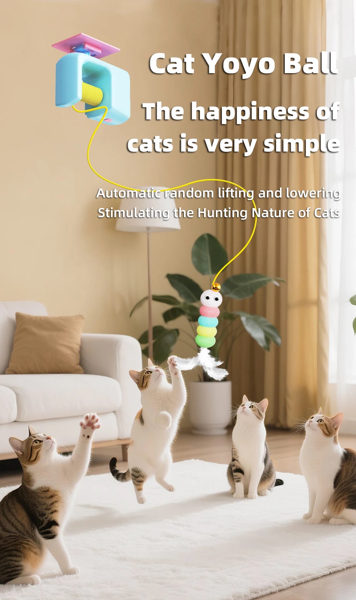 Cats Toys Pet Stress Relief Rechargeable Interactive Hanging Door Automatic Electric Flying Bird Cat Toy for Hunt Elastic Rope