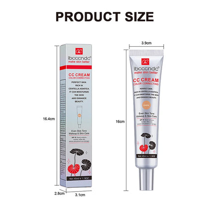 45ml Color Correcting CC Cream Facial Centella Asiatica Repair BB Cream Natural Concealer Whitening Liquid Foundation Cosmetics