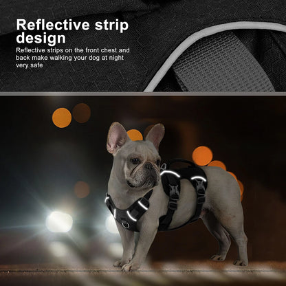 Escape Proof Nylon Dog Harness Reflective Dog Harnesses Durable Pet Vest With Handle Adjustable for Small Medium Large Dogs Pug