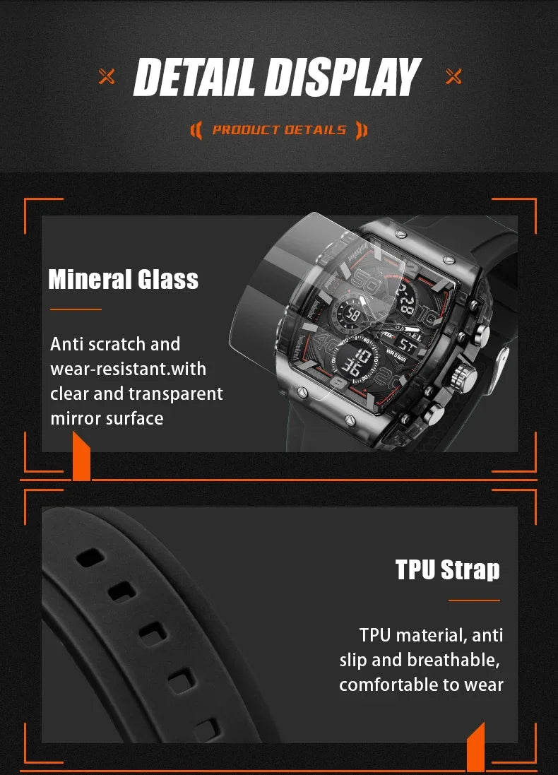 SMAEL 8109 Digital Watch Men Outdoor Sport 5ATM Waterproof LCD Electronic Male Quartz Watches for Men's Chronograph Wristwatch