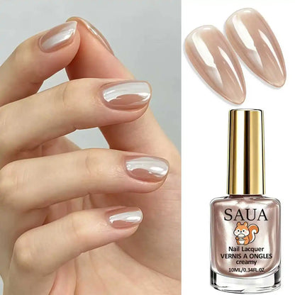 10ML Champagne Color Nail Polish, Fast-Drying, No UV Lamp Needed, Pearl Cream Texture, High Gloss,For Daily Use and Parties
