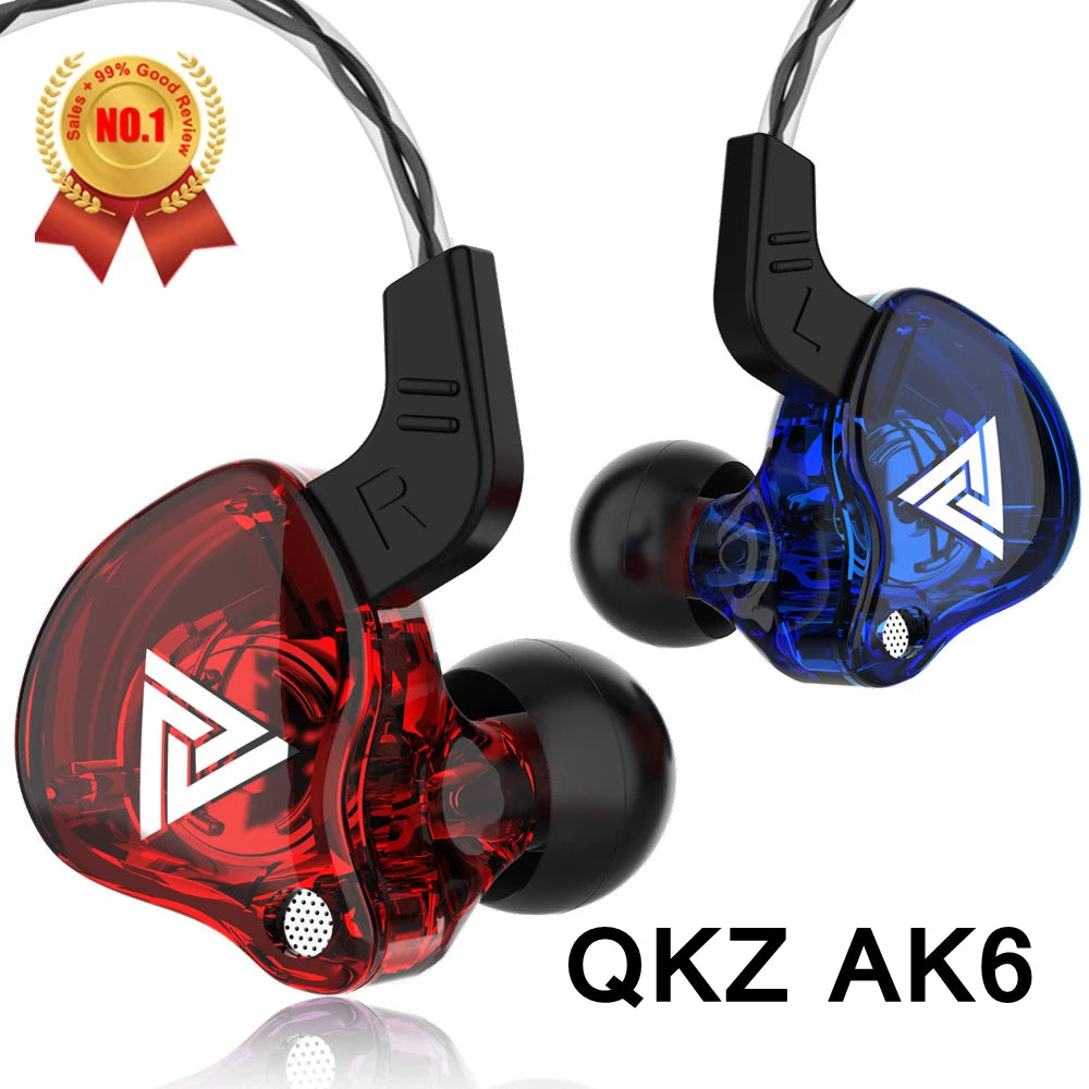 QKZ AK6 SK7 Copper Driver HiFi Wired Earphone with MIC Sport Running Headphones Bass Stereo Headset Music Earbuds fone de ouvido