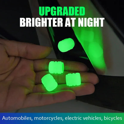 Luminous Car Tire Valve Cap Fluorescent Night Glowing Tire Decor Motorcycle Electric Bicycle Hub Valve Caps Car Accessories