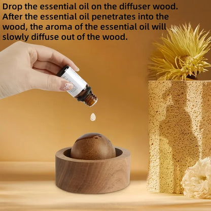 Wood Car Essential Oil Diffuser Wooden Aromatherapy Round Essential Oils Diffuser Set for Home Office Bedroom Car
