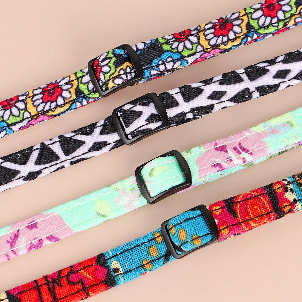 Personalized Printed Cat Collar Adjustable Kitten Puppy Collars With Free Engraved ID Nameplate Bell Anti-lost Cats Collars