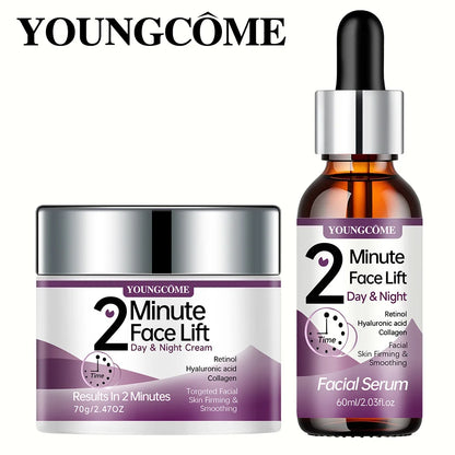 YOUNGCOME 2 Minute Face  Lift Day&Night Cream with Retinol and Serum, Hyaluronic Acid, Collagen,  Anti-Aging Firming Moisturizer