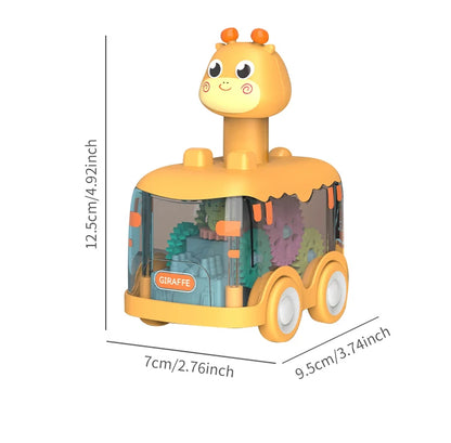 Press Gear Car Children's Toy Car Pull Back Boy Children Inertial Car Puzzle Animals Car