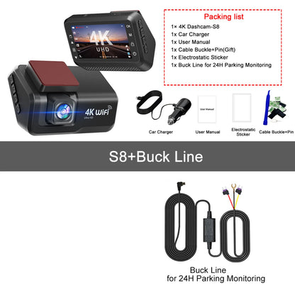 Kocam 4K UHD Dash Cam WiFi Car DVR Front and Rear Dual Lens Auto Car Camera with Night Vision 24H Parking Monitor Black Box