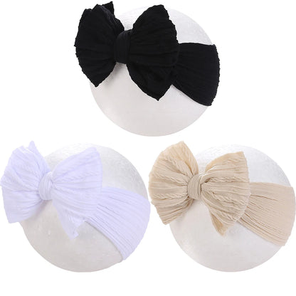 Solid Cable Bows Baby Headbands for Child Nylon Layers Kids Elastic Hairbands Headwraps Newborn Boys Girls Hair Accessories