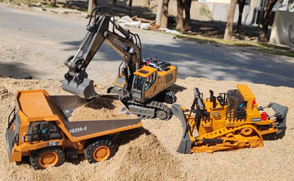 4WD Remote Control Excavator Toy Radio Controlled RC Dump Truck Vehicle Crawler Bulldozer Construction Buggy Light and Sound Car