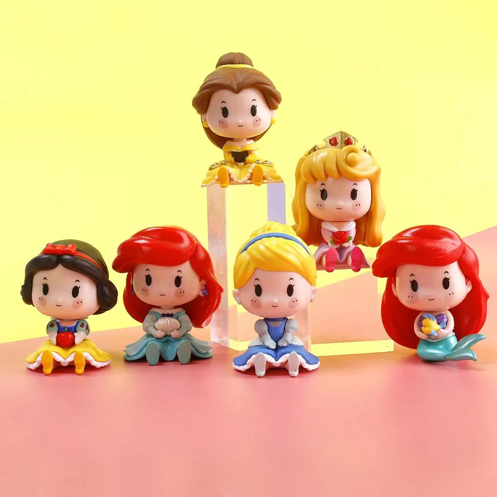 6 Pieces / Set Cartoon Princess Vinyl Figurine Cute Version Doll Action Figure Toys Collection Model Ornament