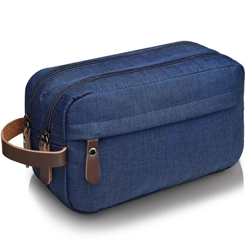 Foldable Men's Travel Toiletry Bag, Large Capacity Oxford Cloth Waterproof Bag, Double-Layer Storage for Cosmetics & Toiletries