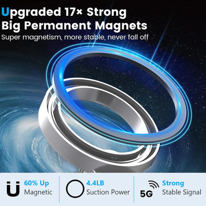 Magnetic Ring Phone Holder Mount 360° Adjustable - 17mm Ball Head Compatible iPhone 17-12 for Car Vent Dashboard Windshield