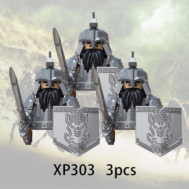 3pcs Lord Rings Elves Orcs Army Dwarf Rohan Mini Action Toy Figures Building Blocks Assembly Toys for Kids Birthday Gift