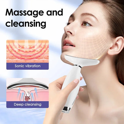 7 Color LED Facial Beauty Instrument Vibration Massage 7 Modes Face Neck Lifting Anti-Aging Wrinkle Remover For Home Use