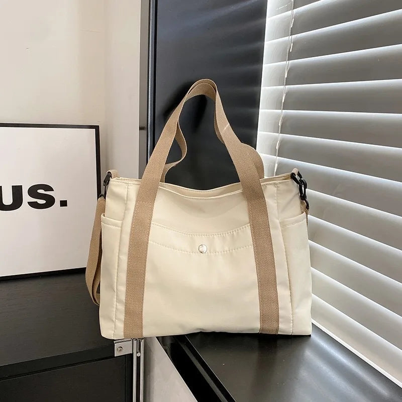 HOMEFISH Large Capacity Nylon Crossbody Bag Casual Solid Color Messenger Shoulder Bag with Removable Strap