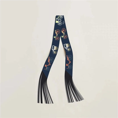 130x5cm Tassel Cashew Print Scarf Women's All-season Twill Silk Decorative Ribbon Multi-purpose Bag Hair Tie Belt Scarf
