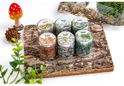 2 Roll PET Tape Green Field Flower Wall Series Sealing Stickers Album Diary Decoration Phone Case Sticker Notebook Accessories
