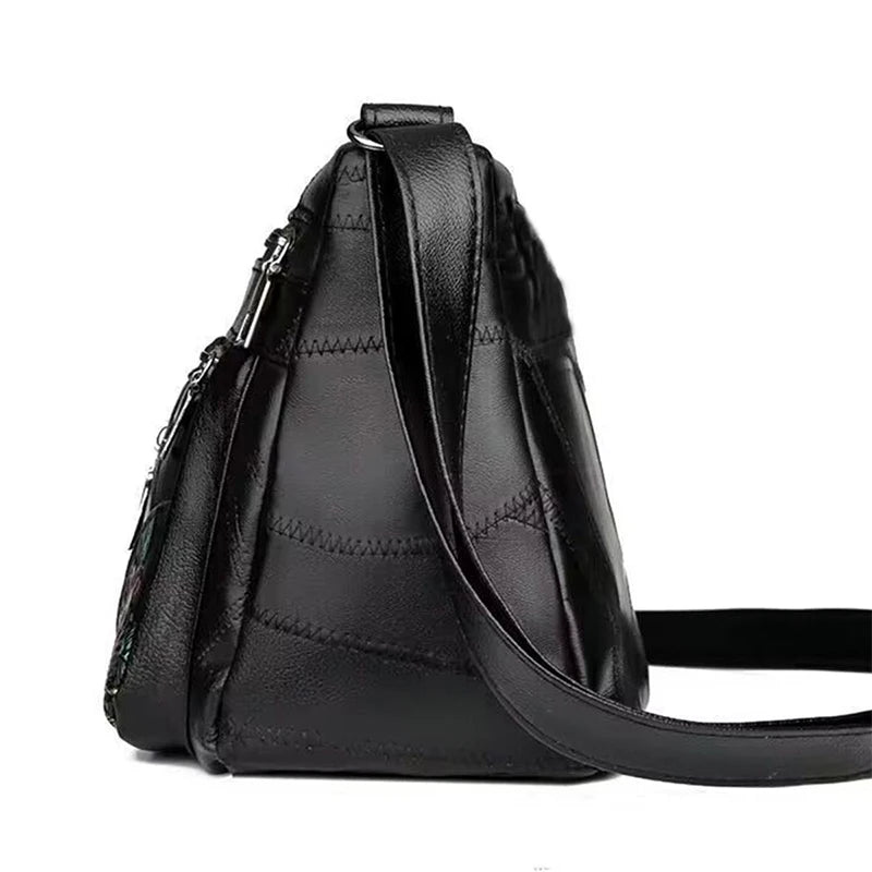 Women's Floral Embroidery Shoulder Bag Multi-zipper Casual Crossbody Bag Lightweight for Daily Shopping Dating Outing