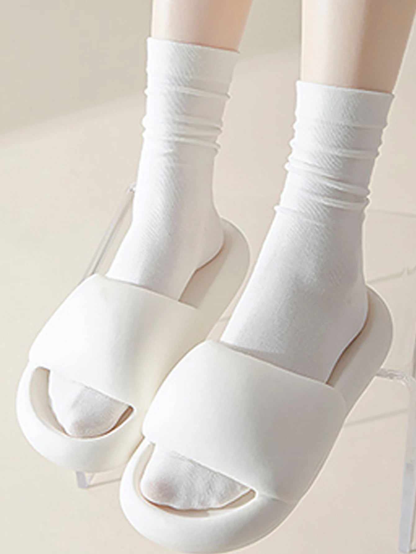 1/5/10/15/20 Pairs of new Korean version Pure white Women's Mid-Calf socks