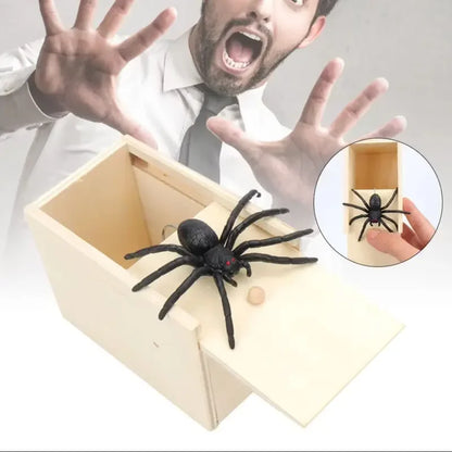 Trick Spider Funny Scare Box - Wooden Hidden Box Quality Prank Toy Fun Game Prank Trick for Friend Office Toys
