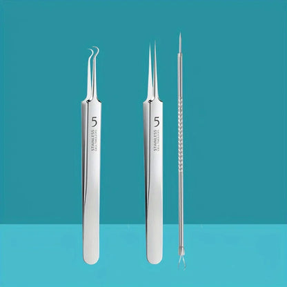 Stainless Steel 4/7/8pcs Acne Removal Tool Set - Blackhead & Pimple Popper Kit for All Skin Types, Fragrance-Free, Beauty Tools