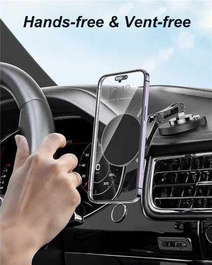 Foldable Universal Car Magnetic Holder Dashborad Alloy Magnetic Car Mount Smartphone Mobile Bracket For iPhone15 Samsung Xiaomi