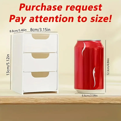 Chic 3-Tier Desk Organizer with Drawers - Ideal for Office Supplies, Jewelry & Cosmetics Storage - Portable Divider Box