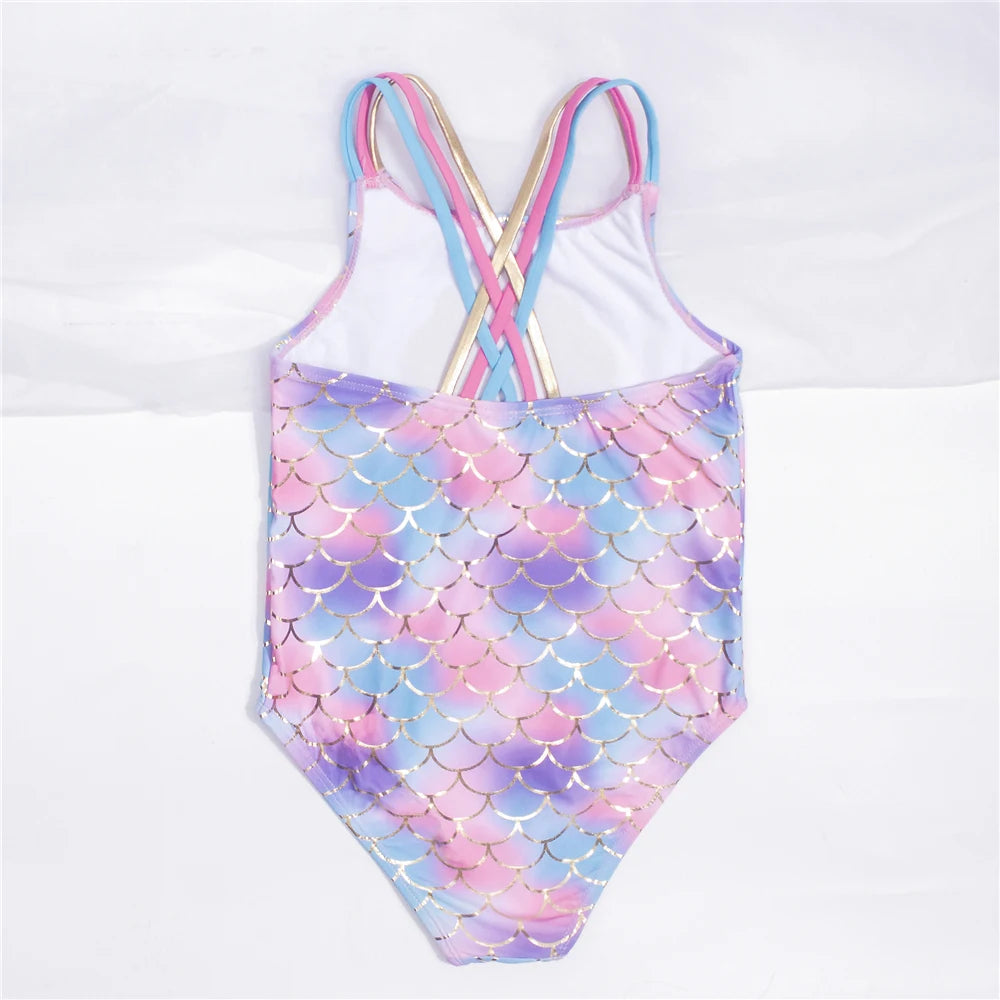 Fishscale Bandage Girls Kids Swimsuit 2026 Shell Shape Embroidery Children Girls One Piece Swimwear Beach Wear Monokini