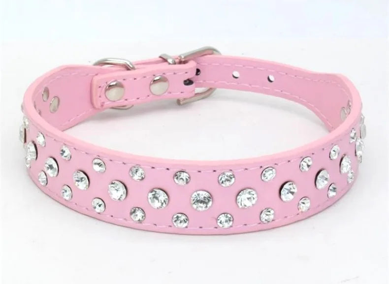 Pet collars for small dogs, pet collars, rhinestone PU collars for cats and dogs, adjustable to prevent pets from being lost