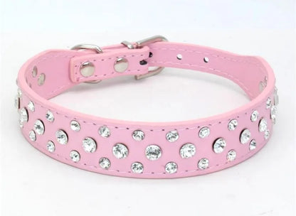 Pet collars for small dogs, pet collars, rhinestone PU collars for cats and dogs, adjustable to prevent pets from being lost