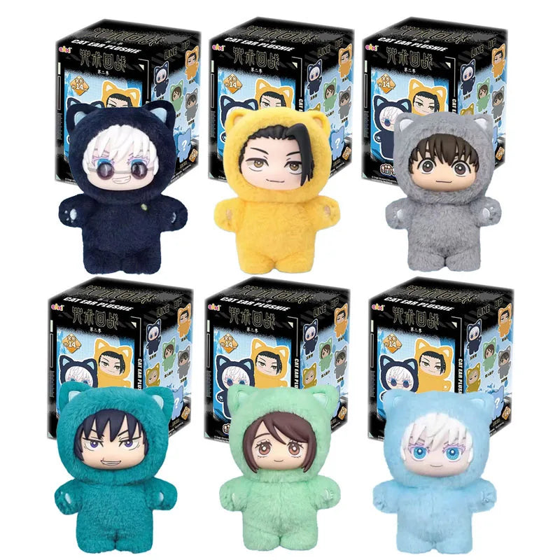 Jujutsu Kaisen Battle V2 Cat Paradise Party Series Art Collectible Blind Box Toy Cute Plush Doll Anime Periphery Surprise Gift