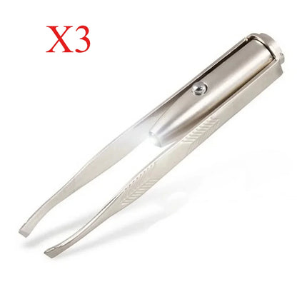 1/3Pcs Led Eyebrow Tweezers Stainless Steel Face Eyebrow Design Eyelashes Remover Tools Light Eyelash Tweezers Beauty Makeup