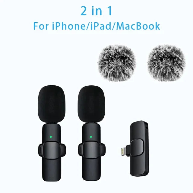 Lavalier Microphone 2.4G Wireless Portable Audio Video Recording Mini Mic for iPhone Android Live Broadcast Gaming Phone